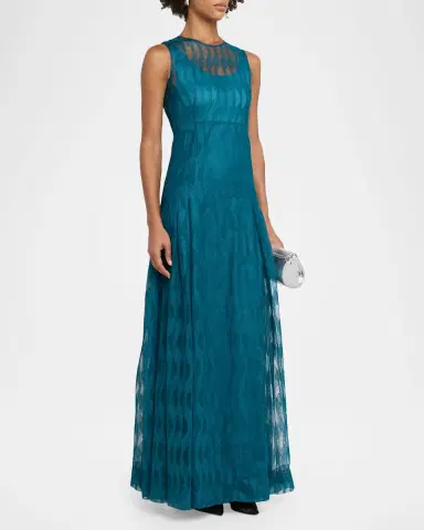 Akris High Plains Embroidered Sleeveless Tulle Gown | Thumbnail 4