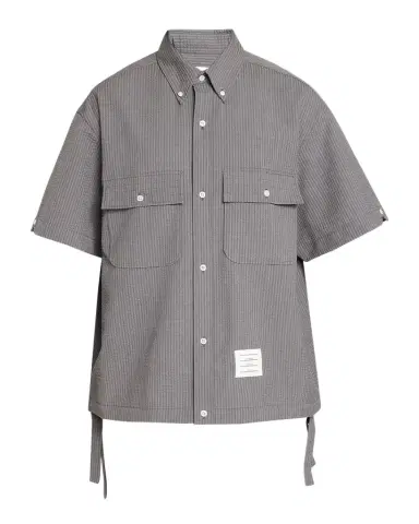 Thom Browne Men's Seersucker Short-Sleeve Track Shirt | Thumbnail 1