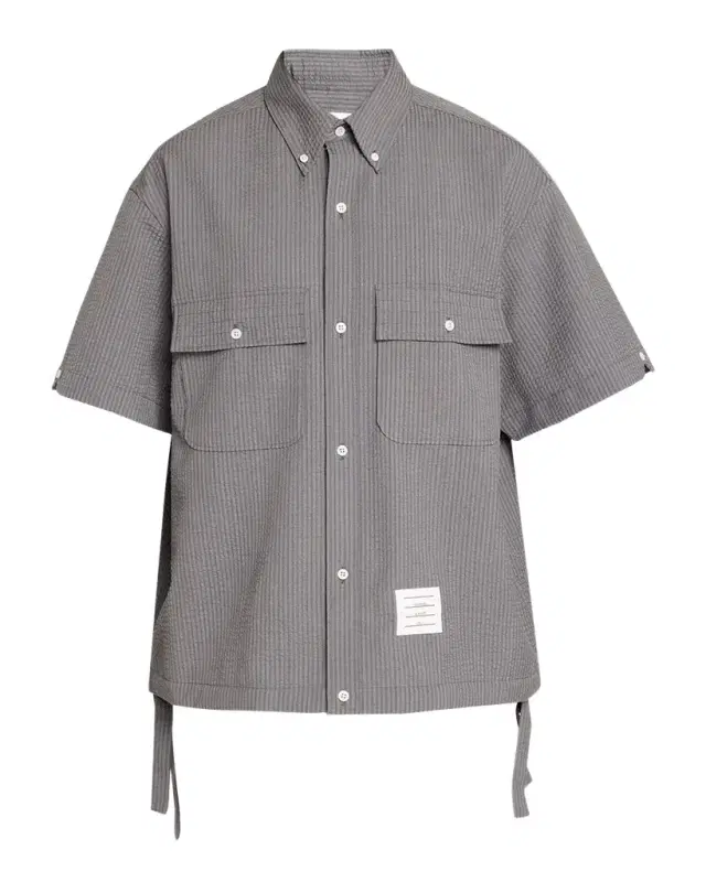 Thom Browne Men 's Seersucker Short-Sleeve Track Shirt