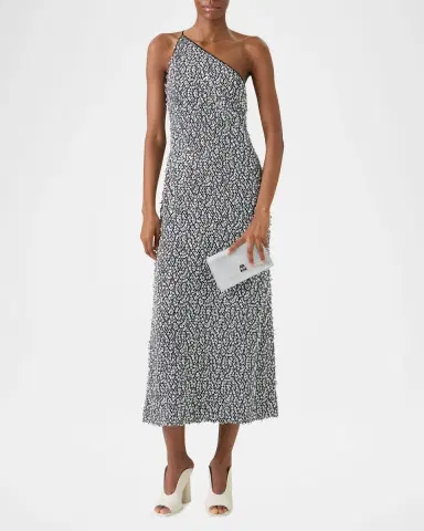 Akris One-Shoulder Sequin Net Midi Dress | Thumbnail 2 Akris One-Shoulder Sequin Net Midi Dress | Thumbnail 2