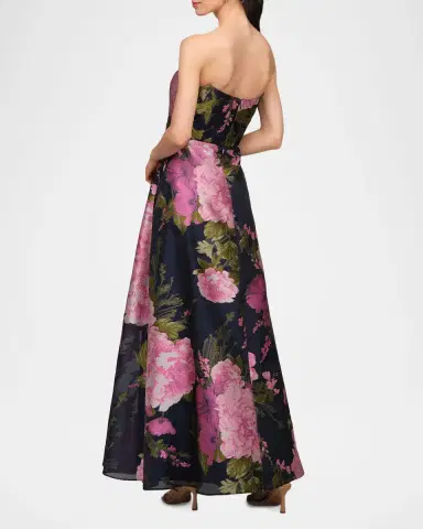Kay Unger New York Willow Floral Metallic Organza Gown | Thumbnail 3 Kay Unger New York Willow Floral Metallic Organza Gown | Thumbnail 3