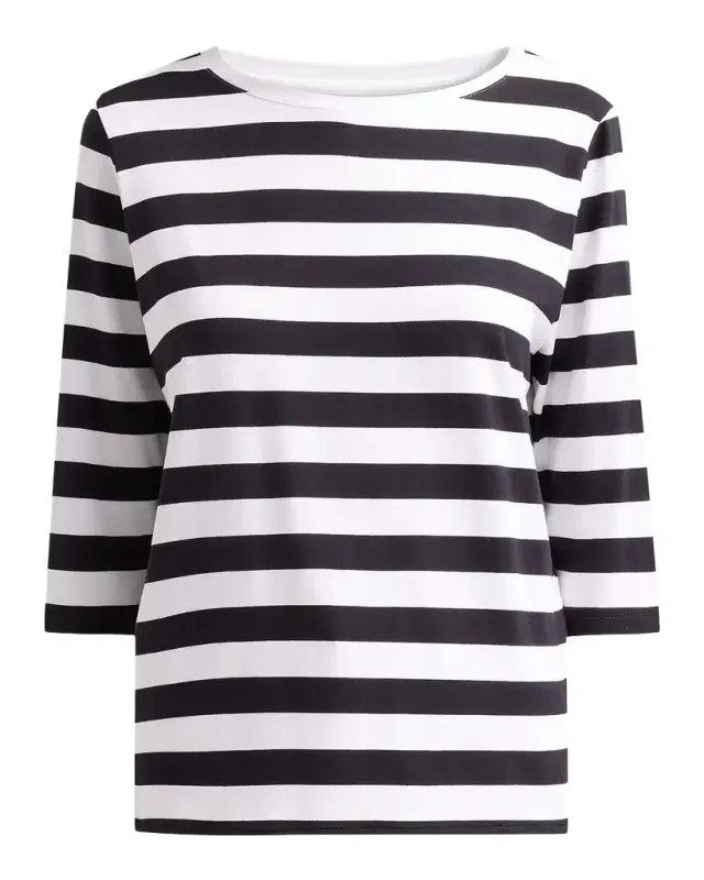 Majestic Filatures Soft Touch Striped Bateau-Neck Tee
