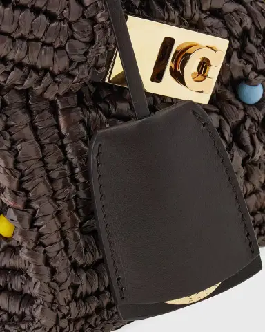 Ferragamo Hug Beaded Raffia Top-Handle Bag | Thumbnail 4 Ferragamo Hug Beaded Raffia Top-Handle Bag | Thumbnail 4