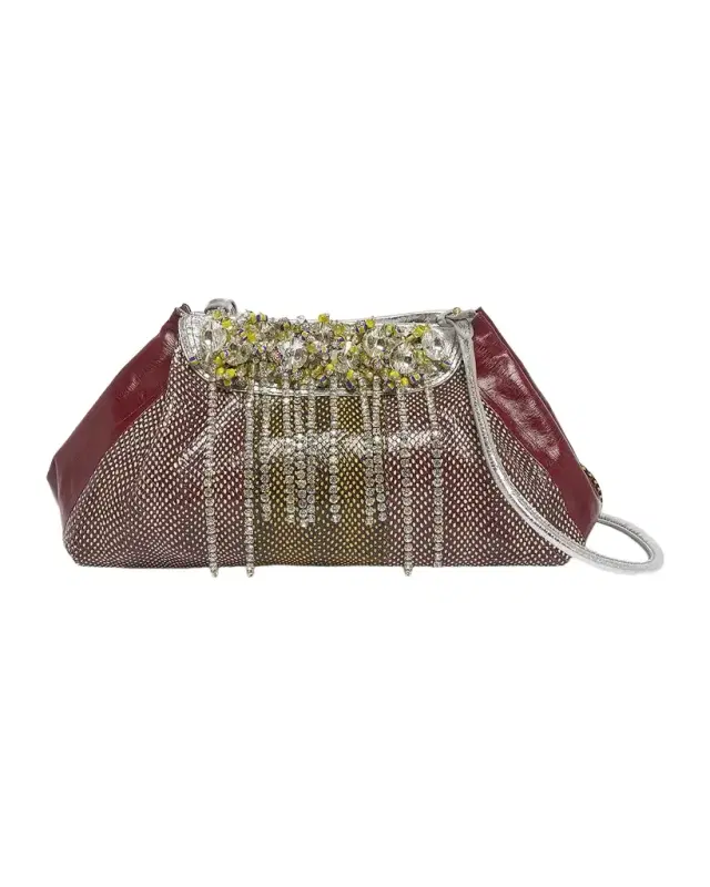 Dries Van Noten Medium Embellished Leather Clutch