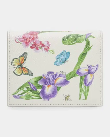 Ferragamo Gancini Floral Leather Compact Bifold Wallet | Thumbnail 4