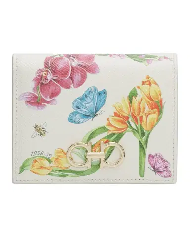 Ferragamo Gancini Floral Leather Compact Bifold Wallet | Thumbnail 1