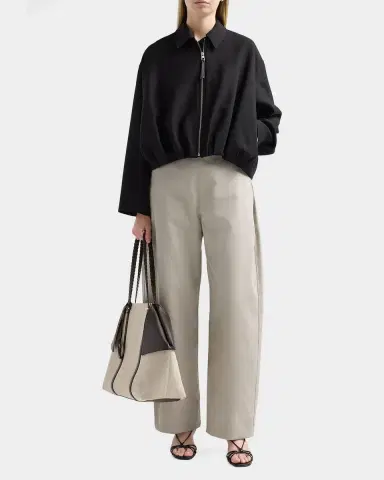 Ferragamo Scarf Braided Leather-Trim Canvas Tote Bag | Thumbnail 2