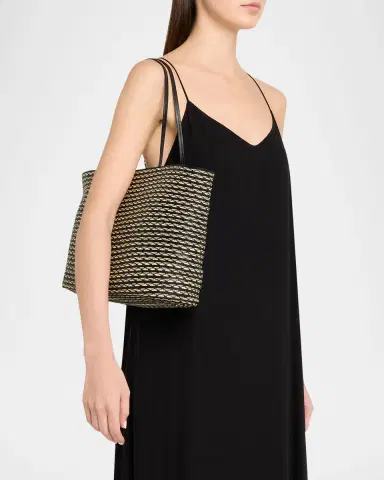 The Row Beau Striped Raffia & Leather Tote Bag | Thumbnail 2
