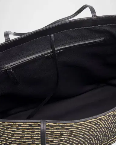 The Row Beau Striped Raffia & Leather Tote Bag | Thumbnail 4