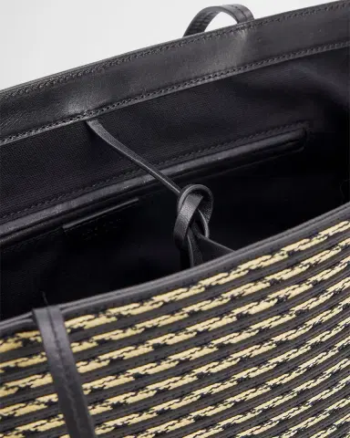 The Row Beau Striped Raffia & Leather Tote Bag | Thumbnail 6