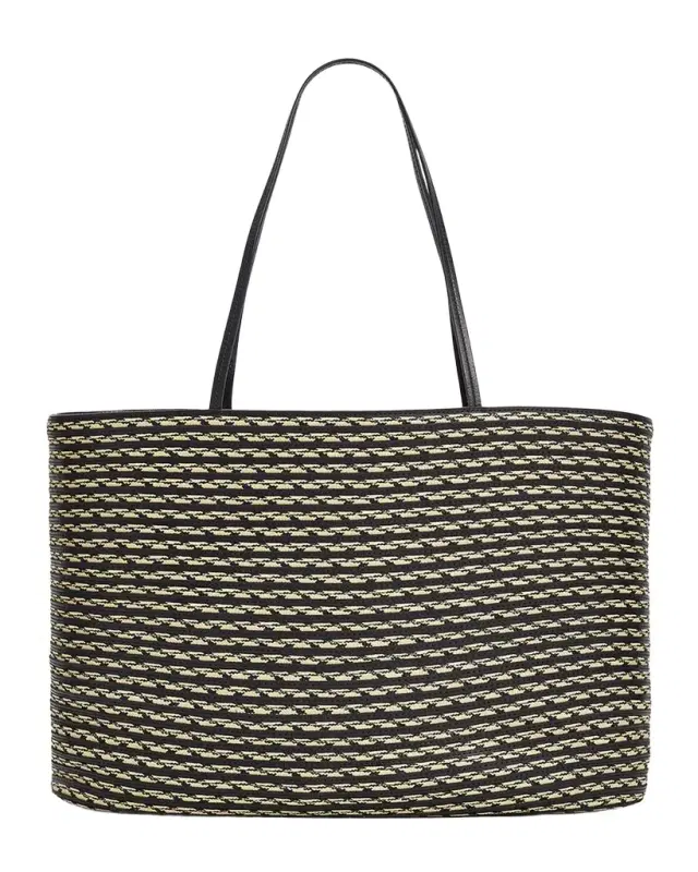 THE ROW Beau Striped Raffia & Leather Tote Bag