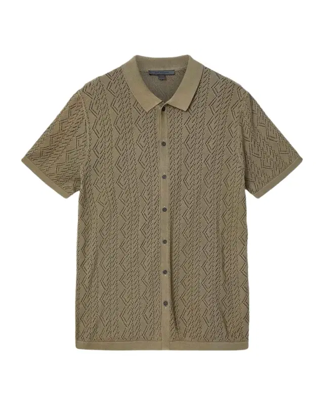 John Varvatos Men 's Emil Pointelle Knit Short-Sleeve Sweater