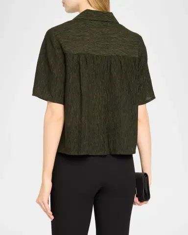 Eileen Fisher Crinkled Boxy Button-Front Shirt | Thumbnail 3 Eileen Fisher Crinkled Boxy Button-Front Shirt | Thumbnail 3