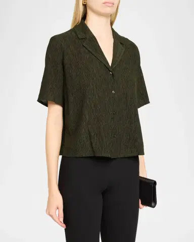 Eileen Fisher Crinkled Boxy Button-Front Shirt | Thumbnail 4 Eileen Fisher Crinkled Boxy Button-Front Shirt | Thumbnail 4