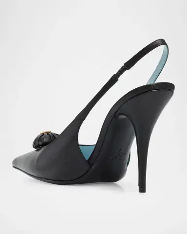 Valentino Garavani 100mm Coeur Royal Leather Slingback Pumps | Thumbnail 4