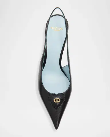 Valentino Garavani 100mm Coeur Royal Leather Slingback Pumps | Thumbnail 6