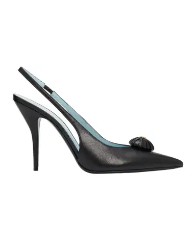 Valentino Garavani 100mm Coeur Royal Leather Slingback Pumps | Thumbnail 1