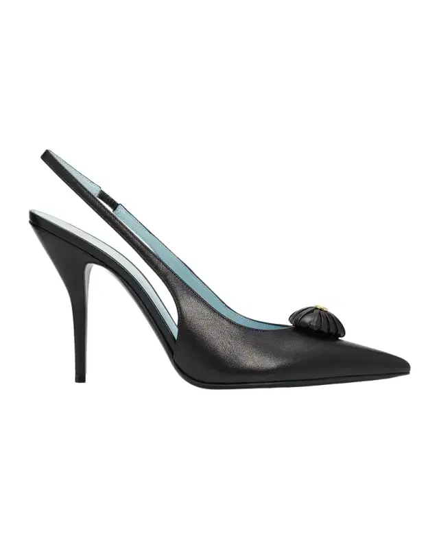 Valentino Garavani 100mm Coeur Royal Leather Slingback Pumps