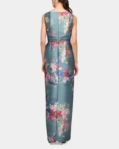 Kay Unger New York Kathleen Mikado Floral Column Gown | Thumbnail 3 Kay Unger New York Kathleen Mikado Floral Column Gown | Thumbnail 3