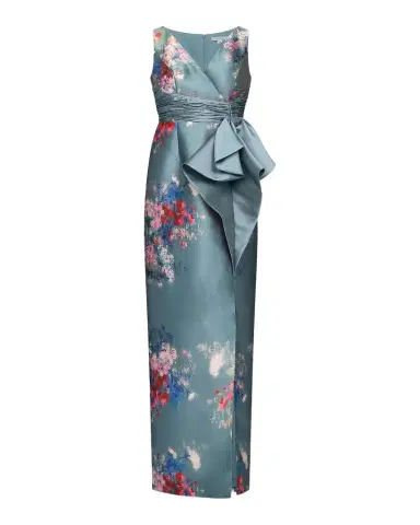 Kay Unger New York Kathleen Mikado Floral Column Gown | Thumbnail 1 Kay Unger New York Kathleen Mikado Floral Column Gown | Thumbnail 1