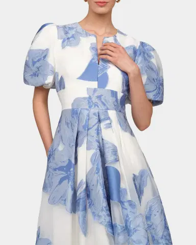 Kay Unger New York Oleana Puff-Sleeve Organza Gown | Thumbnail 5