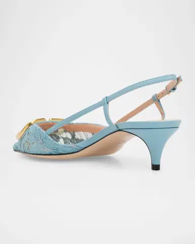 Valentino Garavani 40mm VLogo Signature Lace Slingback Pumps | Thumbnail 4