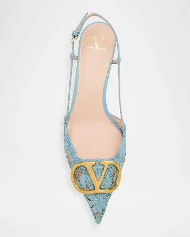 Valentino Garavani 40mm VLogo Signature Lace Slingback Pumps | Thumbnail 6
