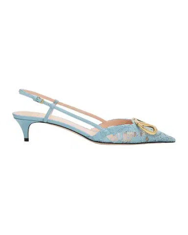 Valentino Garavani 40mm VLogo Signature Lace Slingback Pumps | Thumbnail 1