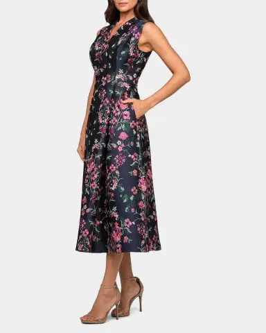 Kay Unger New York Rhea Floral Jacquard Midi Dress | Thumbnail 5 Kay Unger New York Rhea Floral Jacquard Midi Dress | Thumbnail 5