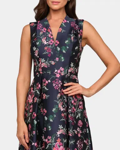 Kay Unger New York Rhea Floral Jacquard Midi Dress | Thumbnail 6 Kay Unger New York Rhea Floral Jacquard Midi Dress | Thumbnail 6