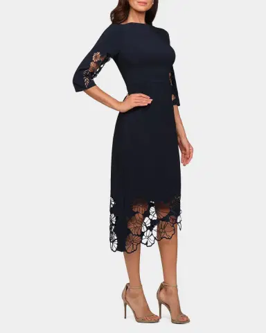 Kay Unger New York Vanna Guipure Lace Midi-Dress | Thumbnail 4