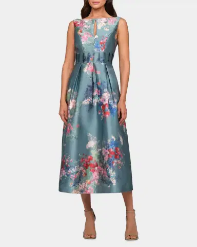 Kay Unger New York Hara Floral Tea-Length Dress | Thumbnail 2