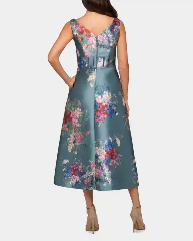 Kay Unger New York Hara Floral Tea-Length Dress | Thumbnail 3