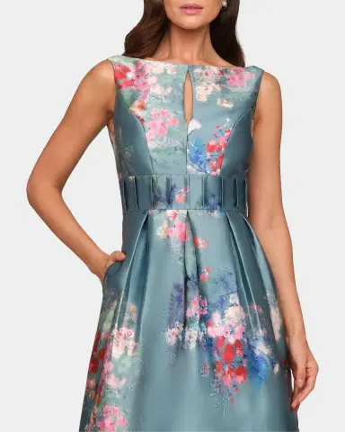 Kay Unger New York Hara Floral Tea-Length Dress | Thumbnail 4