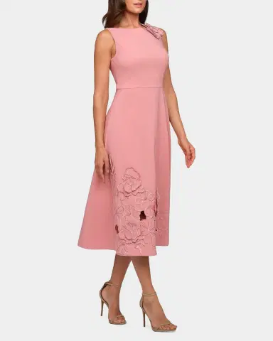 Kay Unger New York Heidi Floral Appliqué Stretch-Crepe Midi Dress | Thumbnail 4 Kay Unger New York Heidi Floral Appliqué Stretch-Crepe Midi Dress | Thumbnail 4