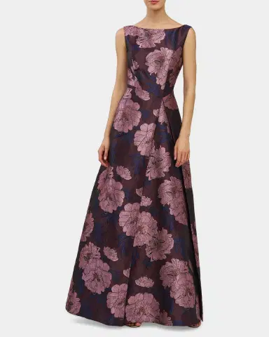 Kay Unger New York Caitlin Floral Jacquard Fit & Flare Gown | Thumbnail 2 Kay Unger New York Caitlin Floral Jacquard Fit & Flare Gown | Thumbnail 2