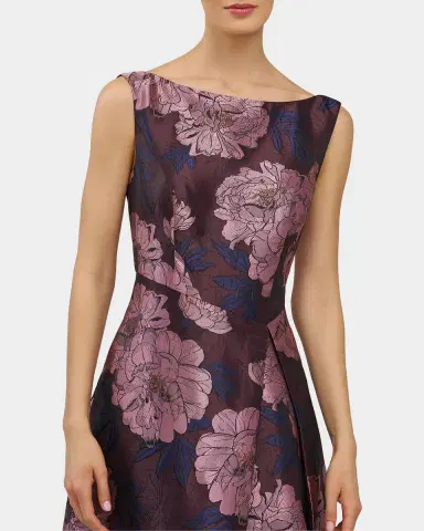 Kay Unger New York Caitlin Floral Jacquard Fit & Flare Gown | Thumbnail 6 Kay Unger New York Caitlin Floral Jacquard Fit & Flare Gown | Thumbnail 6