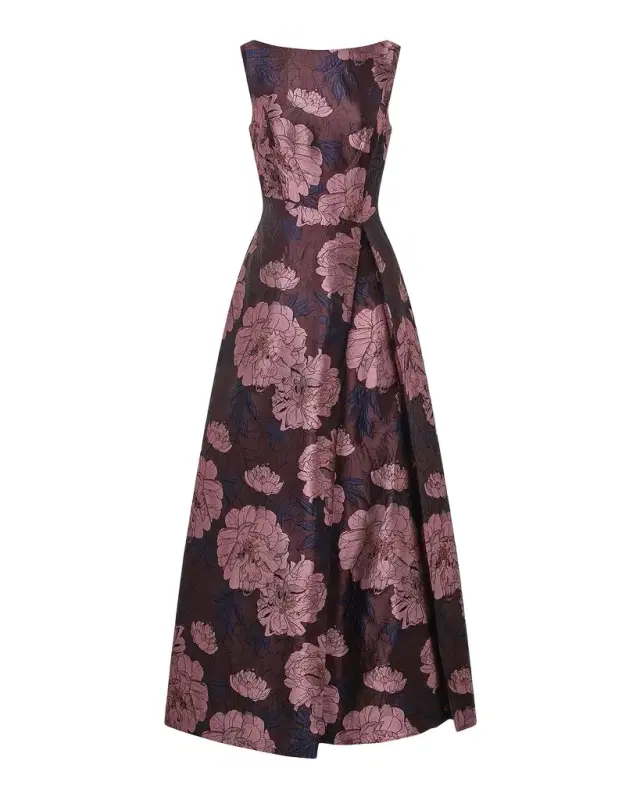 Kay Unger New York Caitlin Floral Jacquard Fit & Flare Gown