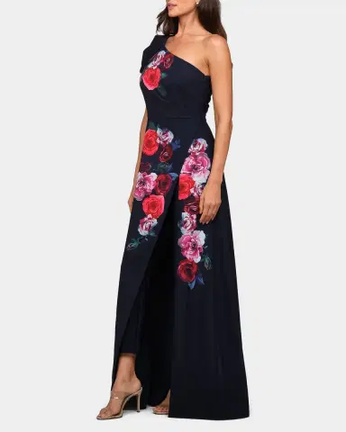 Kay Unger New York Feyre Floral One-Shoulder Jumpsuit | Thumbnail 4 Kay Unger New York Feyre Floral One-Shoulder Jumpsuit | Thumbnail 4