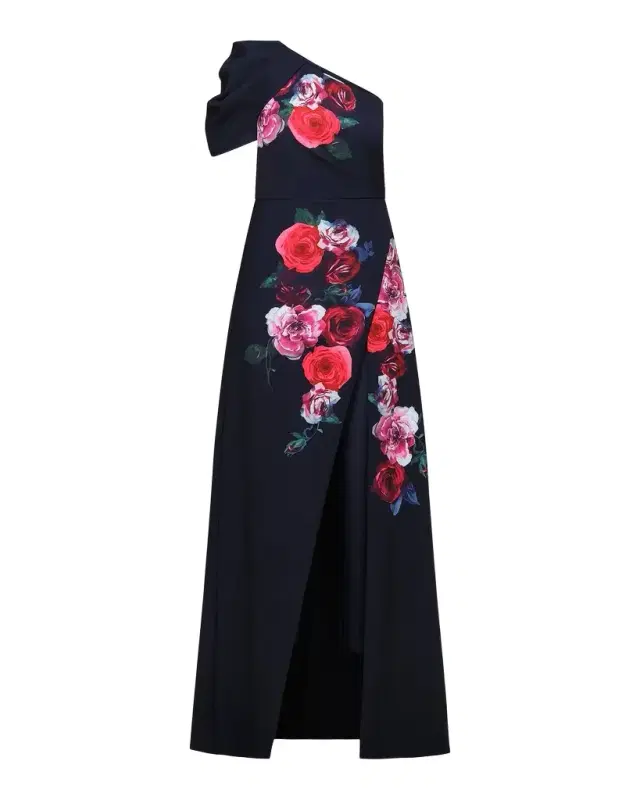 Kay Unger New York Feyre Floral One-Shoulder Jumpsuit