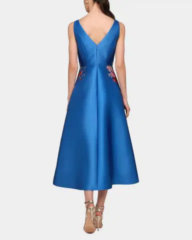 Kay Unger New York Dina Floral Mikado Tea-Length Dress | Thumbnail 3 Kay Unger New York Dina Floral Mikado Tea-Length Dress | Thumbnail 3