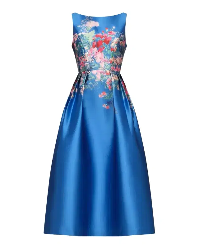 Kay Unger New York Dina Floral Mikado Tea-Length Dress
