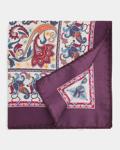 Kiton Men's Silk Multicolor Paisley Pocket Square | Thumbnail 2