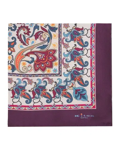 Kiton Men's Silk Multicolor Paisley Pocket Square | Thumbnail 1