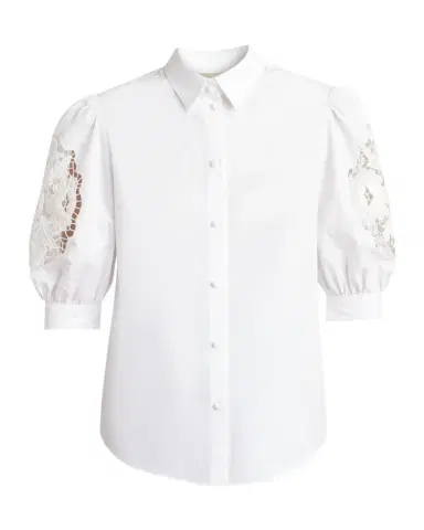 Valentino Garavani Broderie Anglaise Puff-Sleeve Cotton Poplin Button-Down Shirt | Thumbnail 1 Valentino Garavani Broderie Anglaise Puff-Sleeve Cotton Poplin Button-Down Shirt | Thumbnail 1