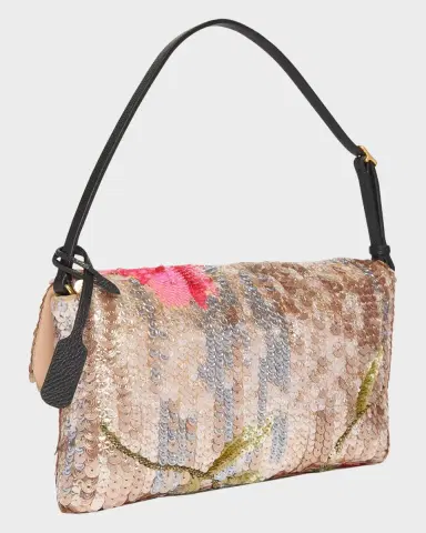 Valentino Garavani Devain Floral Sequin Silk Satin Top-Handle Bag | Thumbnail 2