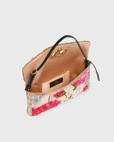Valentino Garavani Devain Floral Sequin Silk Satin Top-Handle Bag | Thumbnail 3