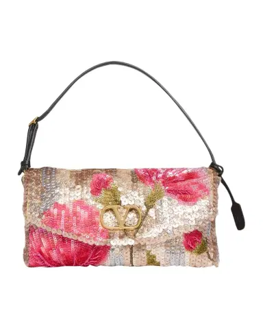 Valentino Garavani Devain Floral Sequin Silk Satin Top-Handle Bag | Thumbnail 1