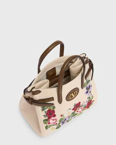 Valentino Garavani Antibes Small Floral-Embroidered Shopping Tote Bag | Thumbnail 4