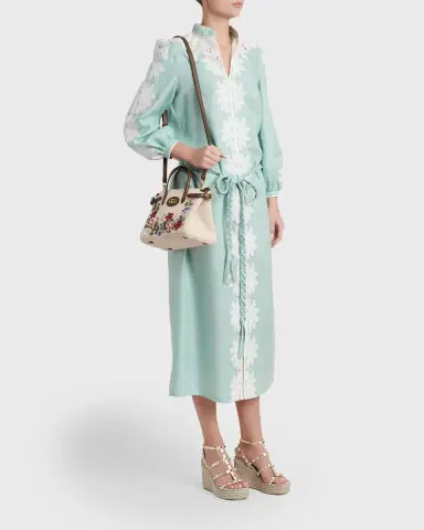 Valentino Garavani Antibes Small Floral-Embroidered Shopping Tote Bag | Thumbnail 5